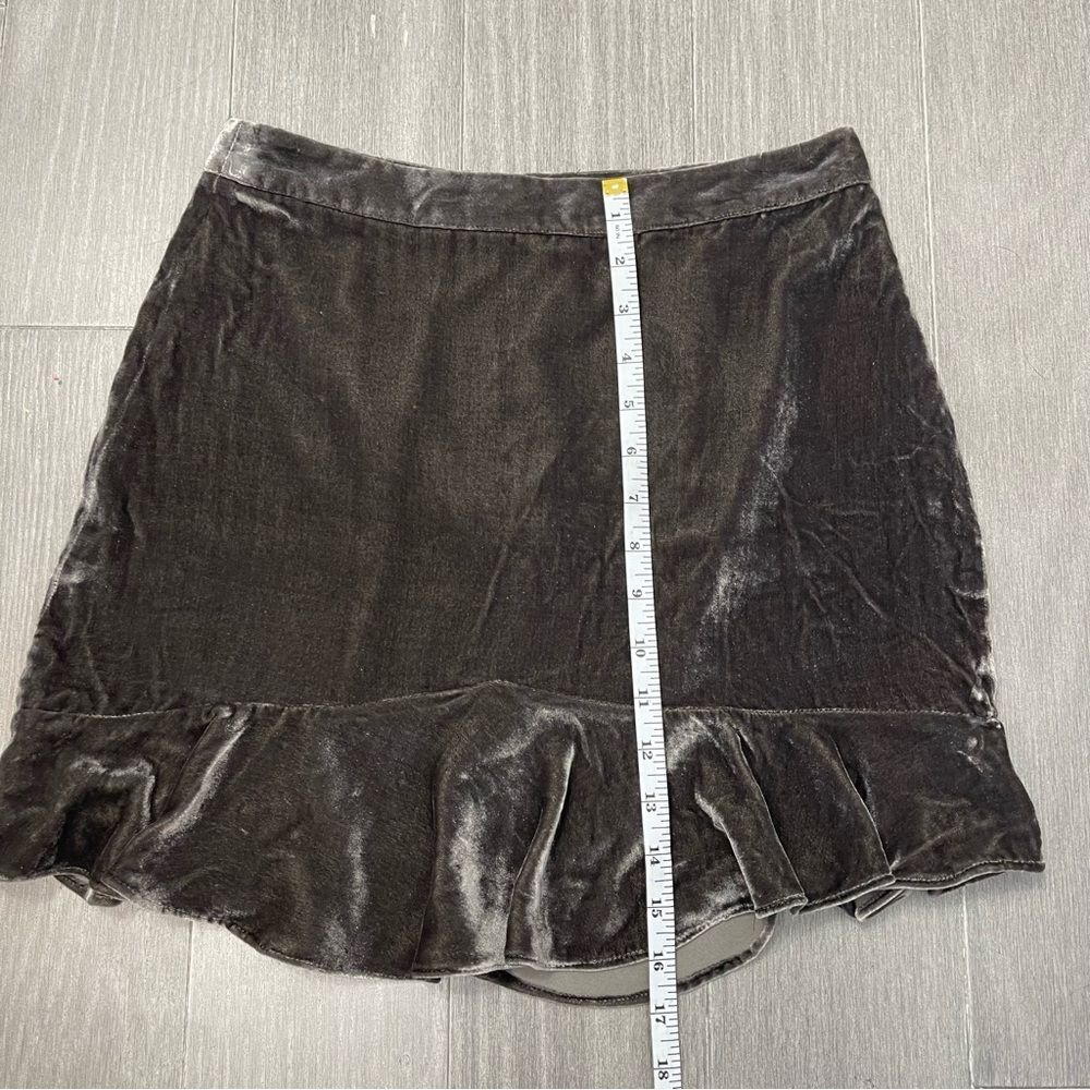 Madewell Crushed Velvet Ruffle-Edge Boho Mini Skirt Taupe Brown 0 - Picture 12 of 13